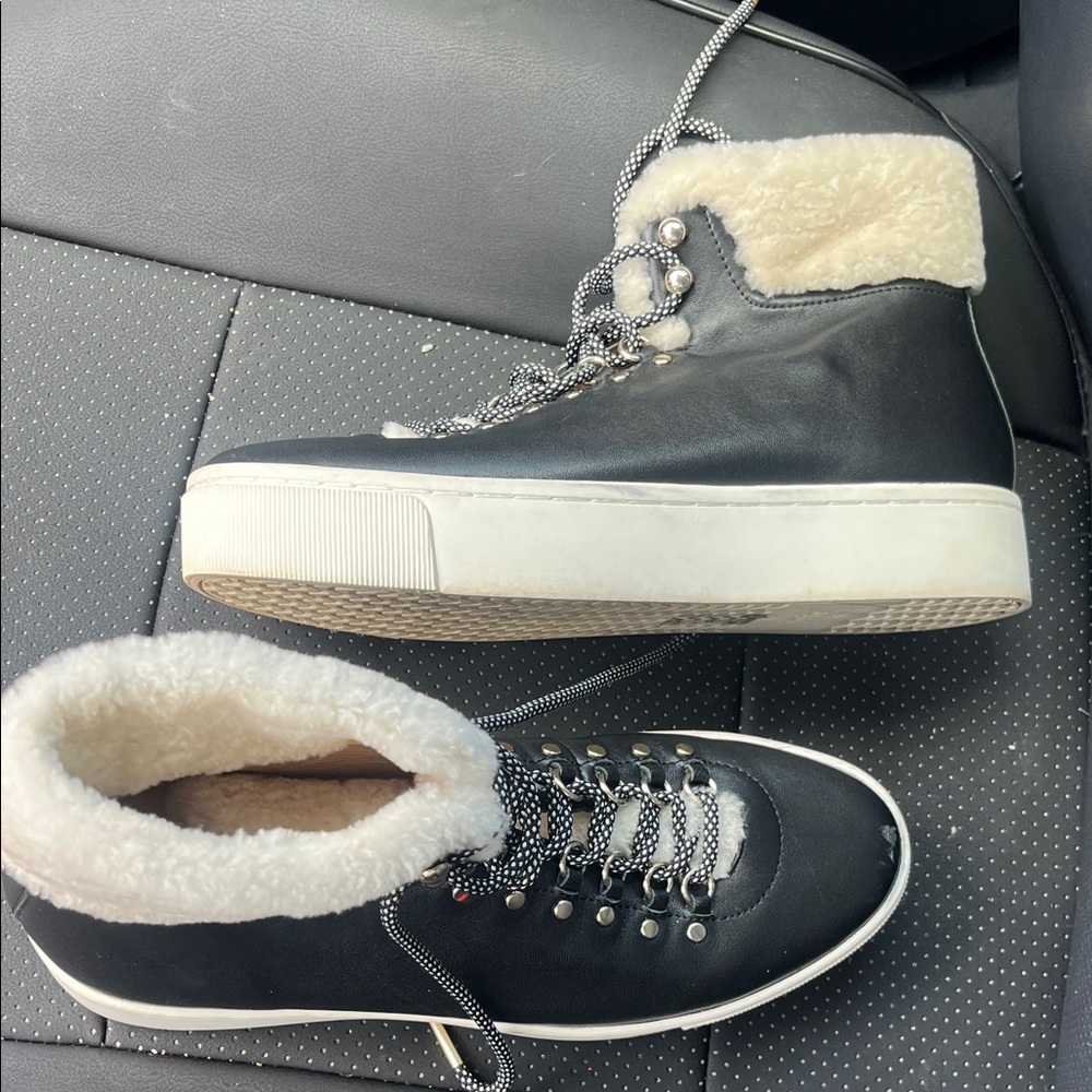 Black and Cream High-Top Sneaker